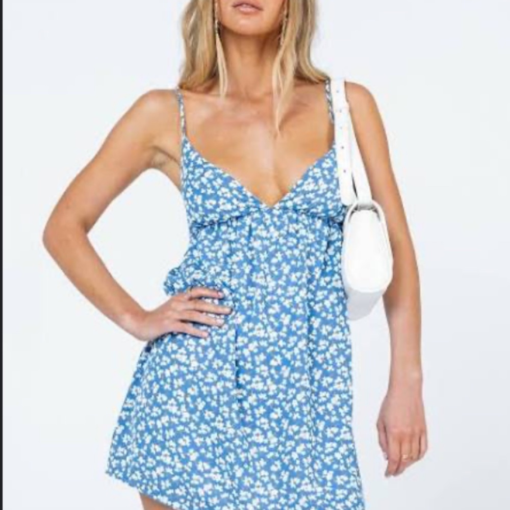 Blue Flowered Mini Dress Princess Polly